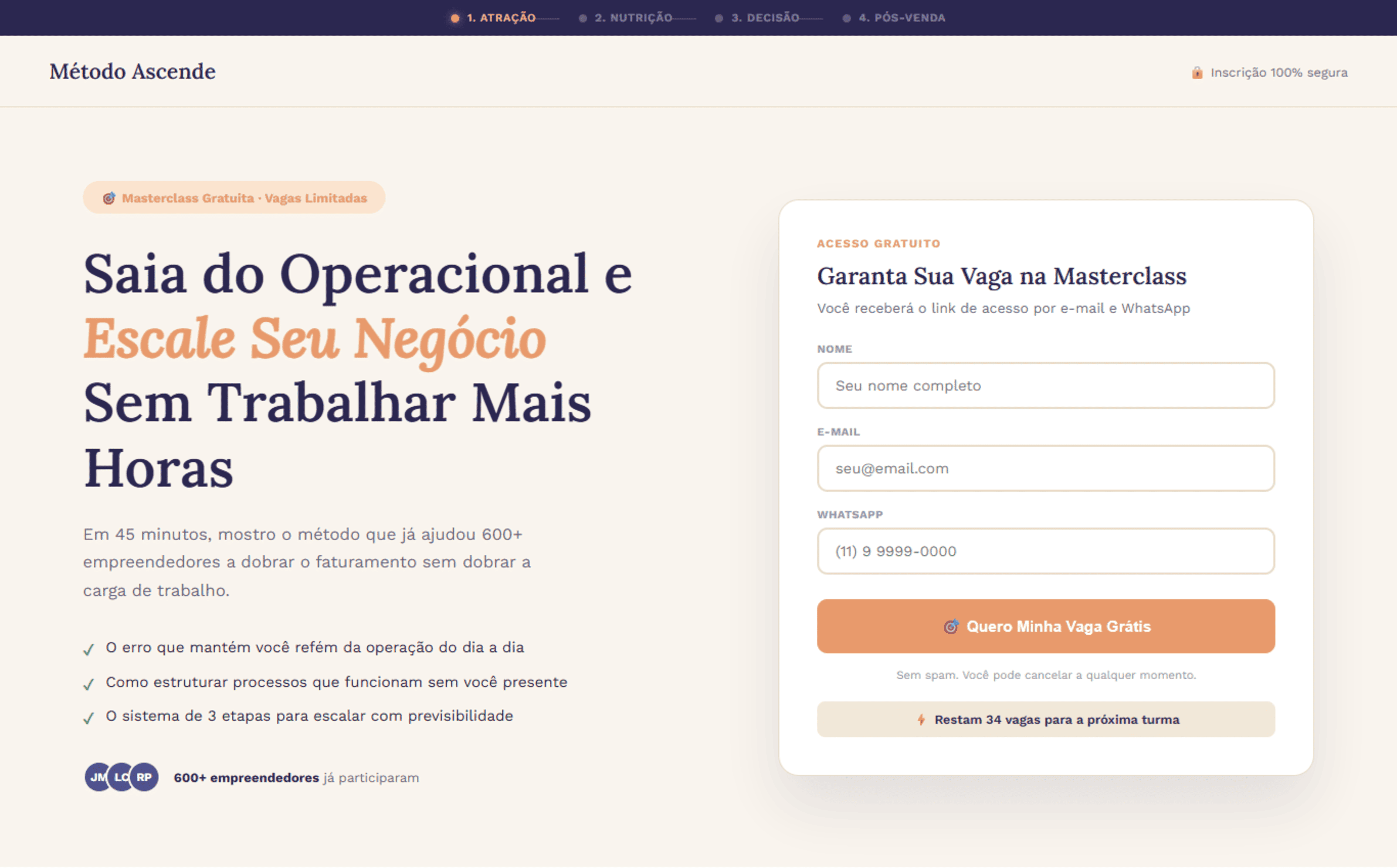 Método Ascende — Masterclass Gratuita para Escalar Seu Negócio