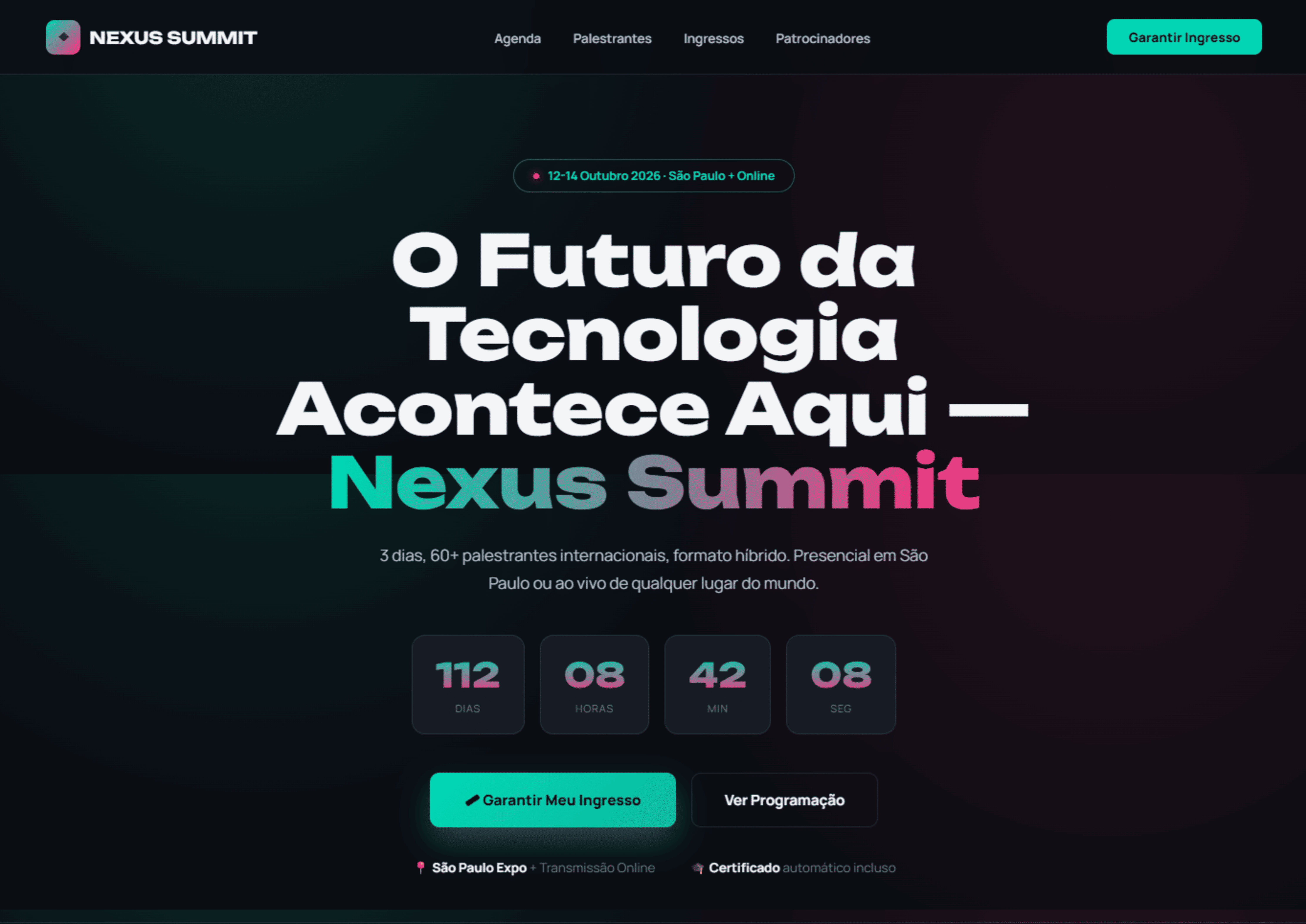 Plano Completo — Site para Plataforma de Eventos
